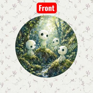 Studio Ghibli Inspired Cork-Back Coaster | Totoro & Spirited Away Art Drink Coaster | Set A Forest Kodama Spirits / 4" x 4"
