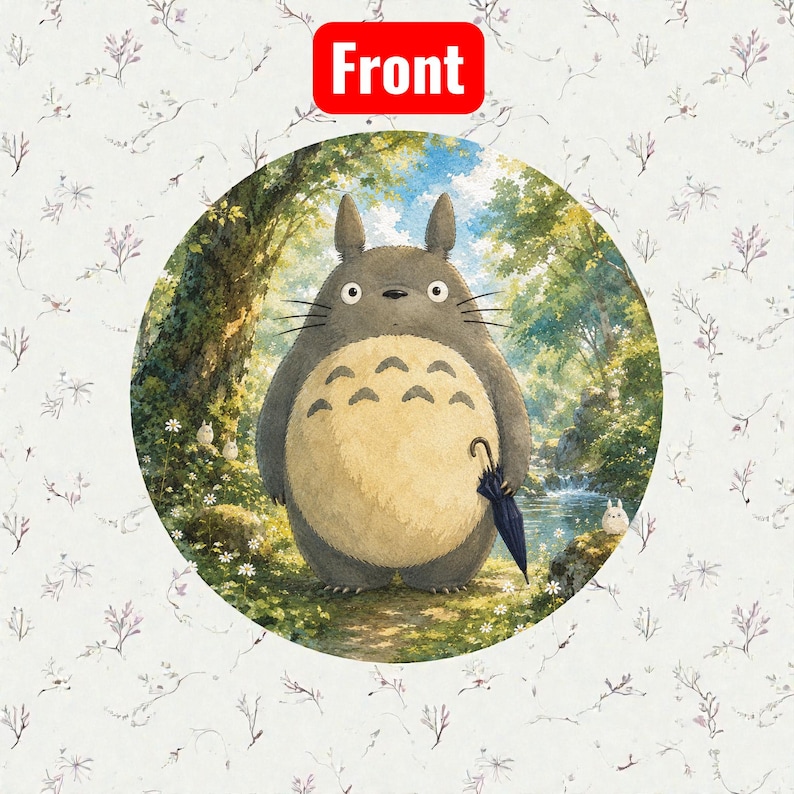 Studio Ghibli Inspired Cork-Back Coaster | Totoro & Spirited Away Art Drink Coaster | Set A Forest Totoro Illustrated / 4" x 4"