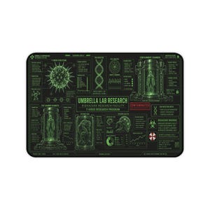 Biohazard Lab Gaming Mouse Pad, Sci Fi Research Desk Mat, Green Virus Lab Desk Pad, Cyberpunk Horror Gamer Mousepad, Tech Gift for Gamers image 3