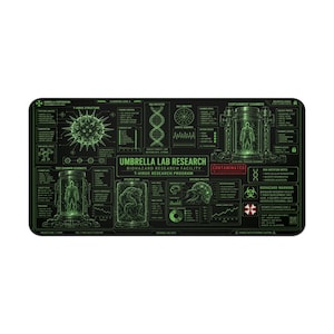 Biohazard Lab Gaming Mouse Pad, Sci Fi Research Desk Mat, Green Virus Lab Desk Pad, Cyberpunk Horror Gamer Mousepad, Tech Gift for Gamers image 9