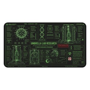 Biohazard Lab Gaming Mouse Pad, Sci Fi Research Desk Mat, Green Virus Lab Desk Pad, Cyberpunk Horror Gamer Mousepad, Tech Gift for Gamers image 6