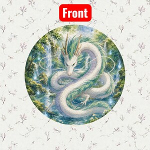 Studio Ghibli Inspired Cork-Back Coaster | Totoro & Spirited Away Art Drink Coaster | Set A White Water Spirit Dragon / 4" x 4"
