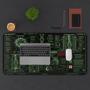Biohazard Lab Gaming Mouse Pad, Sci Fi Research Desk Mat, Green Virus Lab Desk Pad, Cyberpunk Horror Gamer Mousepad, Tech Gift for Gamers image 10