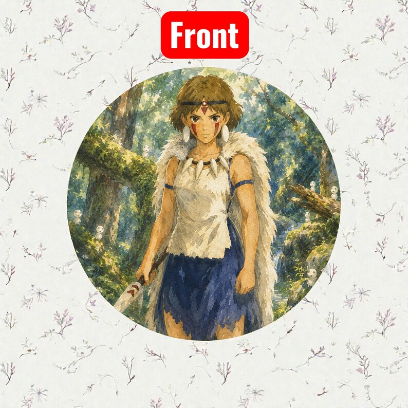 Studio Ghibli Inspired Cork-Back Coaster | Totoro & Spirited Away Art Drink Coaster | Set A Forest Warrior Princess / 4" x 4"