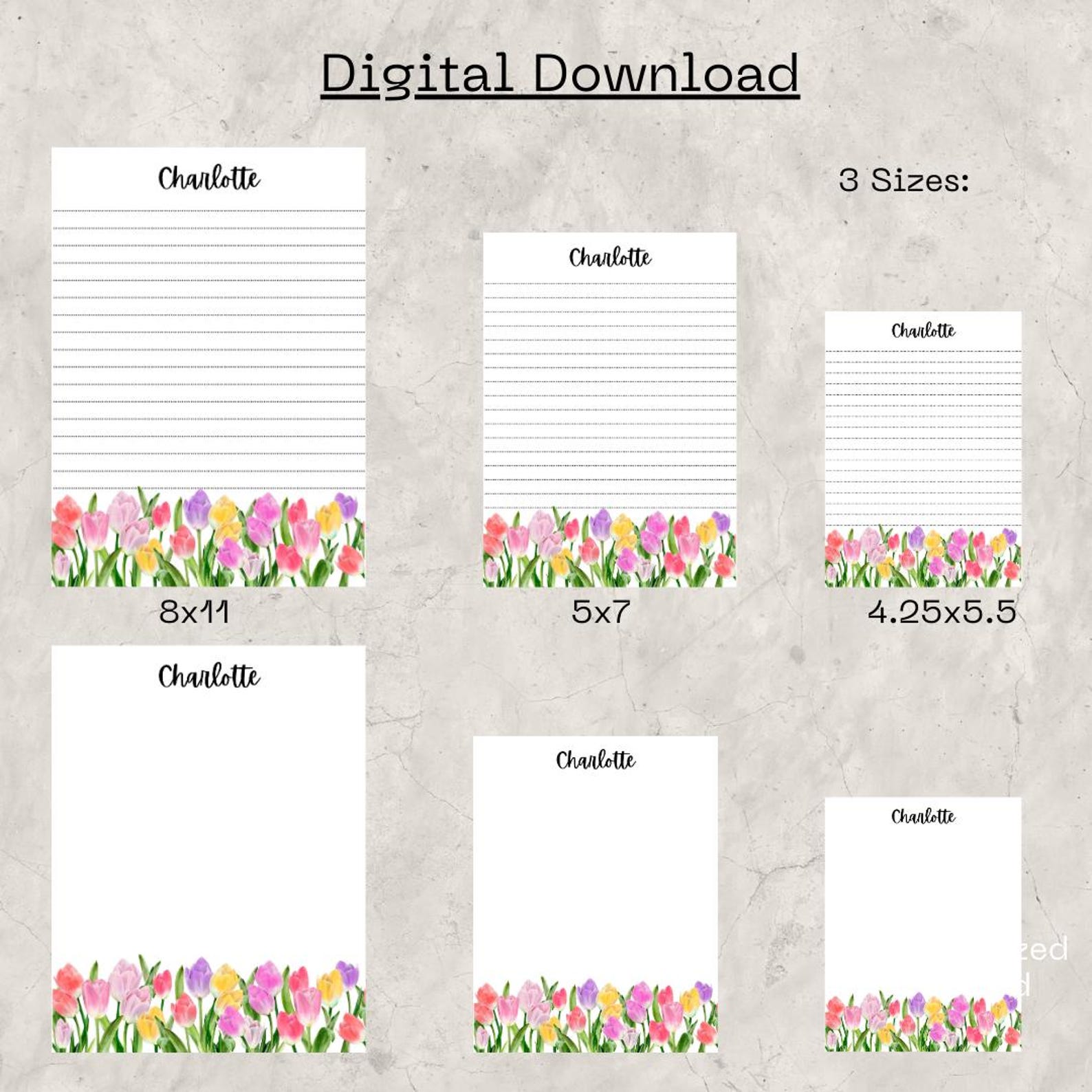 Personalized Name Notepad – Custom Digital Writing Paper- Line and ...