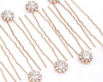 Rose Gold, Gold, Silver,Pearl Rhinestone Crystal Bridal HairPin,Bridesmaid Hairpin,Pearl Crystal Bobby Bridal Hairpin Wedding Accessories