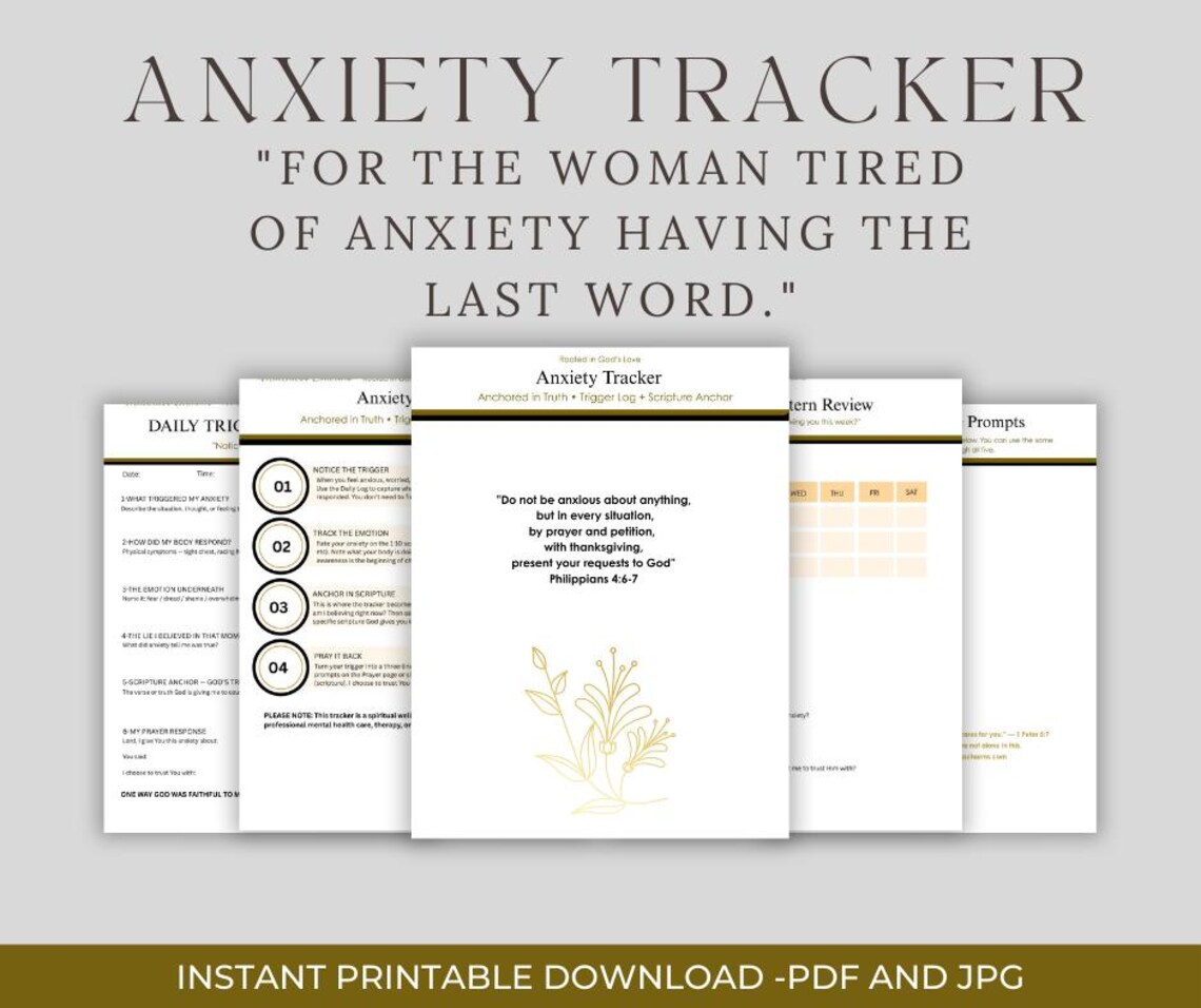 Christian Anxiety Tracker Printable | Faith Trigger Log Scripture ...