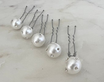 5 pieces Pearl Crystal Hair Pin, Rhinestone Bride Wedding Hair Pins Pearl Crystal Hair Pin Bridal Hair Accessories for Women and Bridesmaids