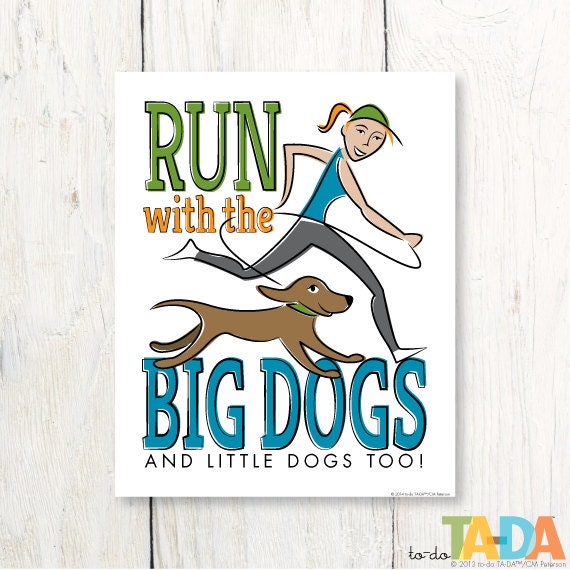 Run with the Big Dogs Print Running Woman with Dog Poster Etsy