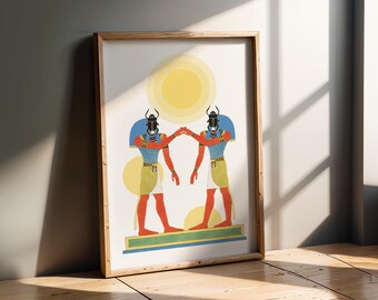 Egyptian God Collage Print | Remixed Ancient Egyptian Art | Original Mixed Media Mythology Poster | Eclectic Maximalist Wall Decor
