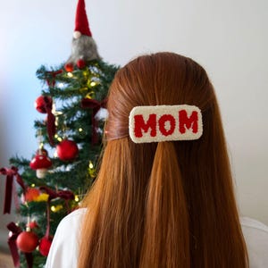 Hair Clip | Handmade Punch Needle MOM Hair Accessory | Color Options | Mother’s Day Gift | Cute Gift for Her | Christmas Gift