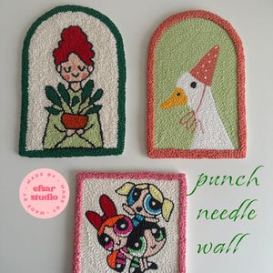 Hand Tufted Wall Art, Punch Needle Wall Hanging, Colourful Wall Ornamental, Home Decor, Tufted Wall Art, Tufted Rug, Powerpuff Girls