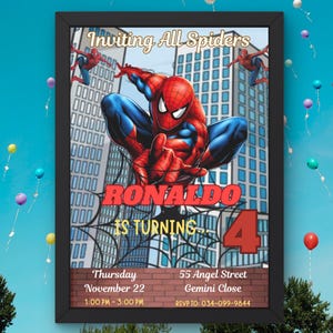 Editable Spiderman Invitation, Spider Man Invitation, Spiderman Birthday Party Digital Invitation, Digital Download, Editable Template Canva