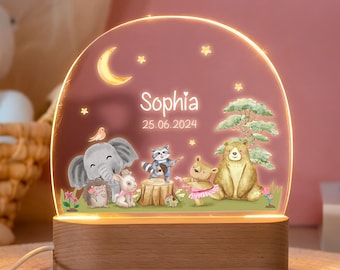 Custom Animal Night Light for Kids , Nursery Decor for Baby Boy or Girl, Personalized Name Lamp, Baptism, Birthday, Baby Shower Gift