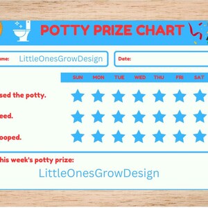 Potty Prize Chart for Toddlers | Printable A4 Potty Training Tracker | Reward Chart for Kids | PDF + PNG Instant Download