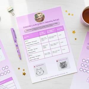 Neko-Quest ADHD Habit Tracker | Gamified Dopamine Menu PDF | Variable Energy Daily Routine