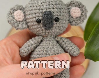 Motif koala au crochet, petit amigurumi (PDF)