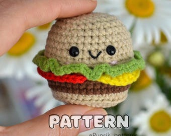 Patron de hamburgers au crochet, Amigurumi sans couture (didacticiel numérique PDF)