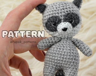 Motif raton laveur au crochet, jouet des bois Amigurumi (didacticiel numérique PDF)