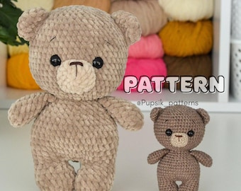 Motif ours au crochet, jouet amigurumi facile (didacticiel numérique PDF)