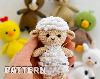Crochet Cute Baby Lamb Pattern, Amigurumi Sheep PDF Tutorial, Farm animal