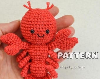 Motif homard au crochet, petit animal marin Amigurumi (PDF)