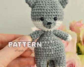 Motif loup au crochet, jouet des bois Amigurumi (didacticiel numérique PDF)