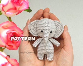 Motif éléphant au crochet, jouet amigurumi facile (didacticiel numérique PDF)