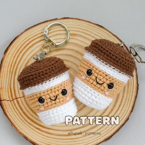 Crochet Pattern  Mini Coffee Cup Keychain| Easy Amigurumi PDF Tutorial for Beginners