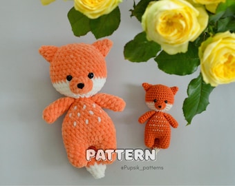 Motif renard au crochet, jouet amigurumi facile (didacticiel PDF)