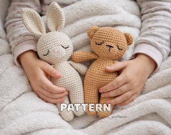 Patron au crochet Amigurumi lapin et ours - Pour débutants (Tutoriel PDF en anglais)