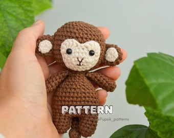 Modèle de singe au crochet, jouet de la jungle Amigurumi (Modèle PDF)