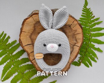 Bunny rattle English CROCHET PATTERN  Woodland baby toy Forest animal toy PDF Diy digital tutorial