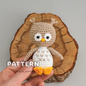 English CROCHET Owl PATTERN Forest bird Mini owl toy Easy amigurumi Woodland baby toy Amigurumi bird  PDF Diy digital tutorial