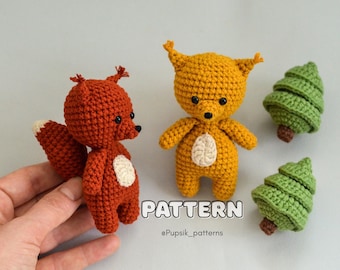 Motif écureuil au crochet, jouet amigurumi facile (didacticiel PDF)