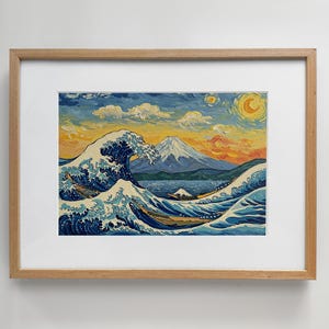 Van Gogh trifft Hokusai: Dramatische Öl-Stil Ansicht des Fuji-Berges