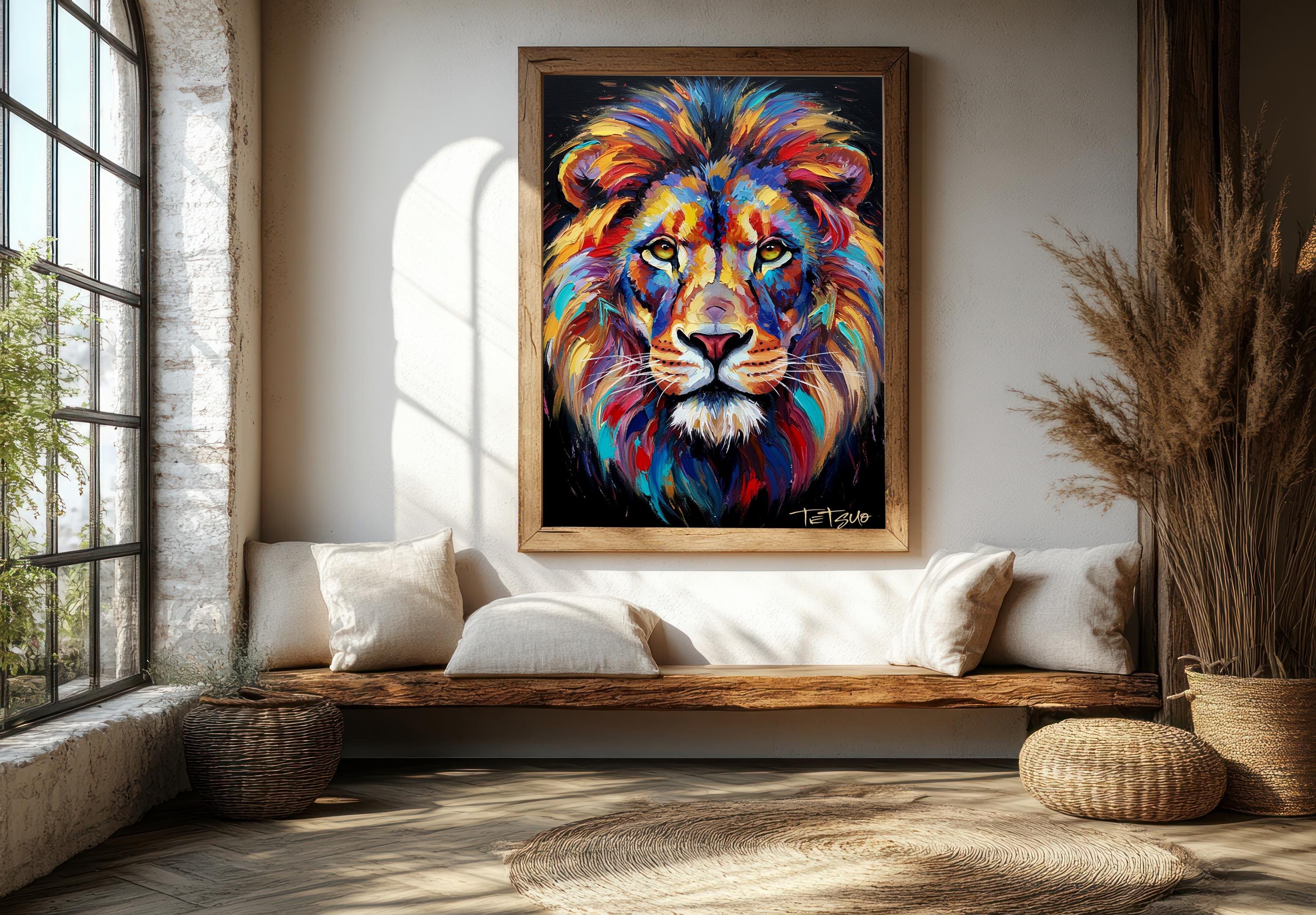 カラフルなライオンの肖像画 43219594-lion-face-profile-