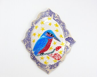Wall Hanging Organic Tile Decorative Tile Ceramic Art Tile Ceramic Sculpture Hand Made by Cathy Kiffney