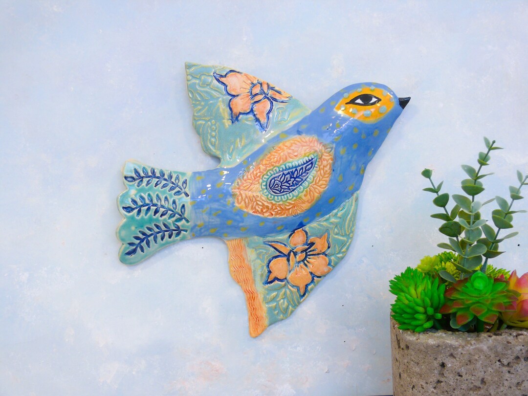 Large Ceramic Wall Bird Ceramic Wall Hanging Bird Hand Made Etsy