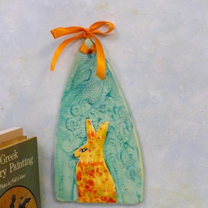 Ceramic Rabbit Tile, by NC artist Cathy Kiffney