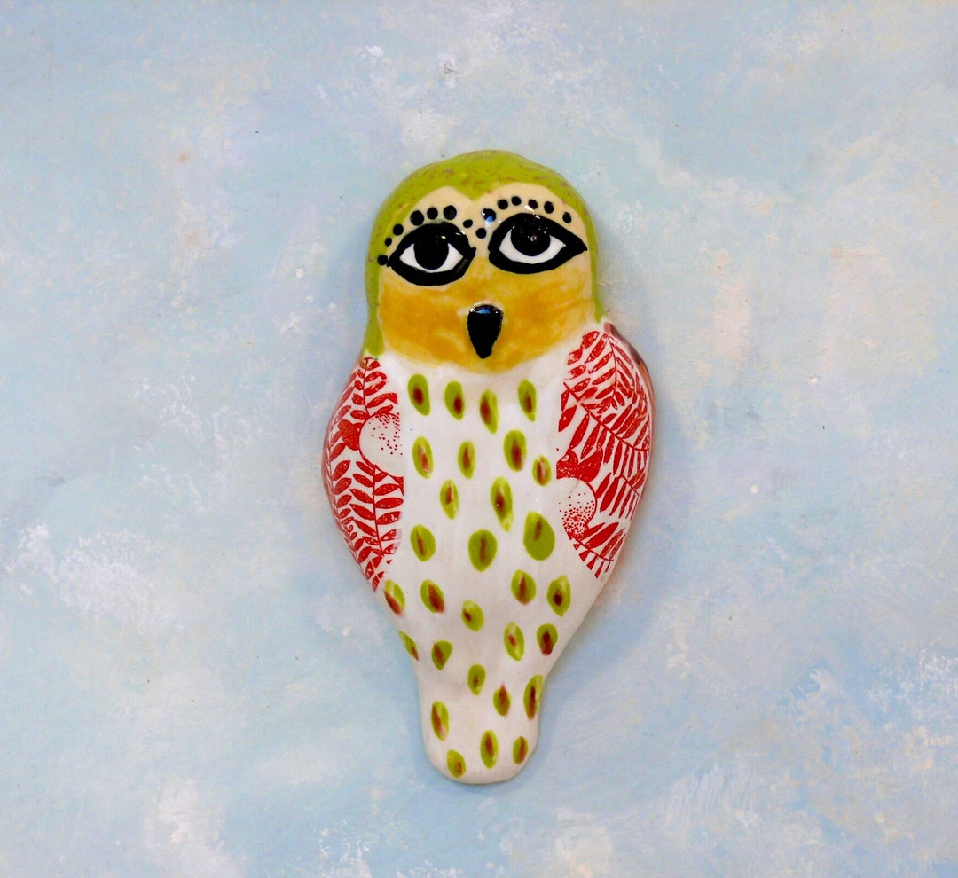Vintage Art Deco Style Ceramic Owl Vase - Enamel Decor, Made In Belgium (LV003)
