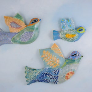 Ceramic Wall Bird, Clay Bird, Ceramic Wall Art, Bird Art, Ceramic Sculpture, Bird Hanging, Hand Made Ceramics by Cathy Kiffney image 7