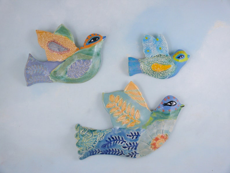 Ceramic Wall Bird, Clay Bird, Ceramic Wall Art, Bird Art, Ceramic Sculpture, Bird Hanging, Hand Made Ceramics by Cathy Kiffney image 7