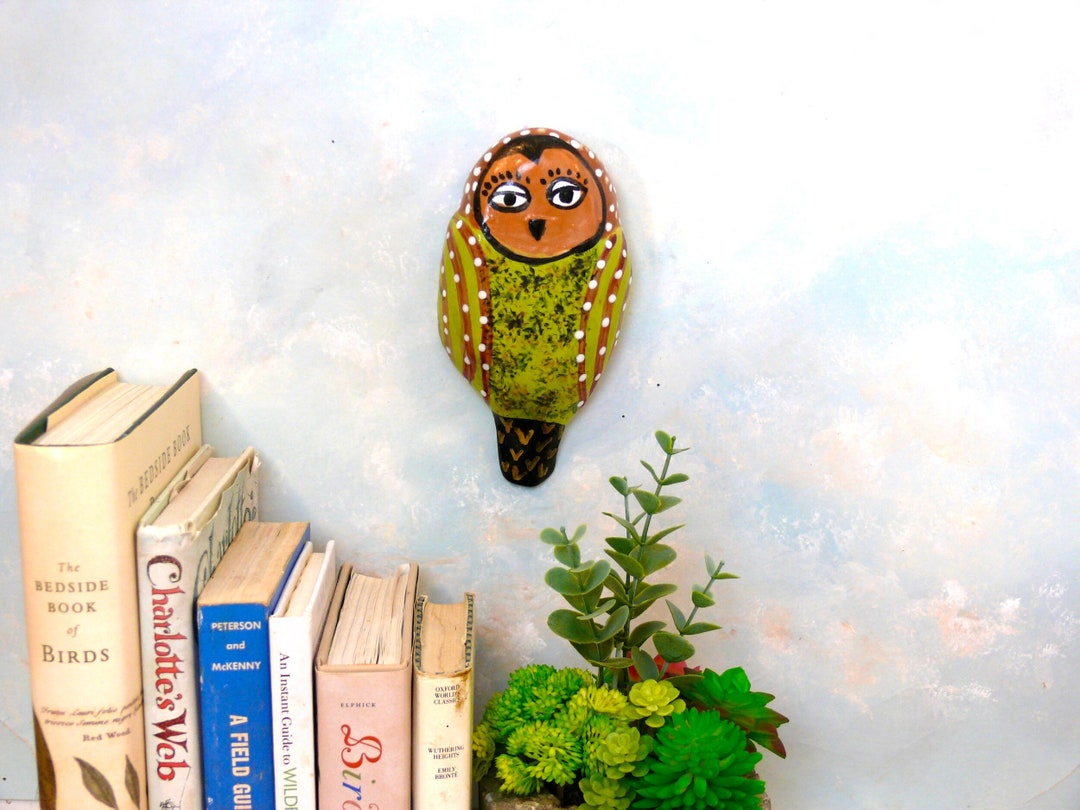 Handmade Ceramic Owl Wall Hanging Sculpture, Owl Lover Gift, Owl Wall