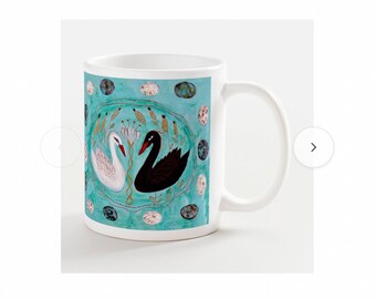 Ceramic coffee mug with handle, colorful swan art printed on coffee mug,tea mug, unique ceramic cup, wonderful gift for mom,  girlfriend