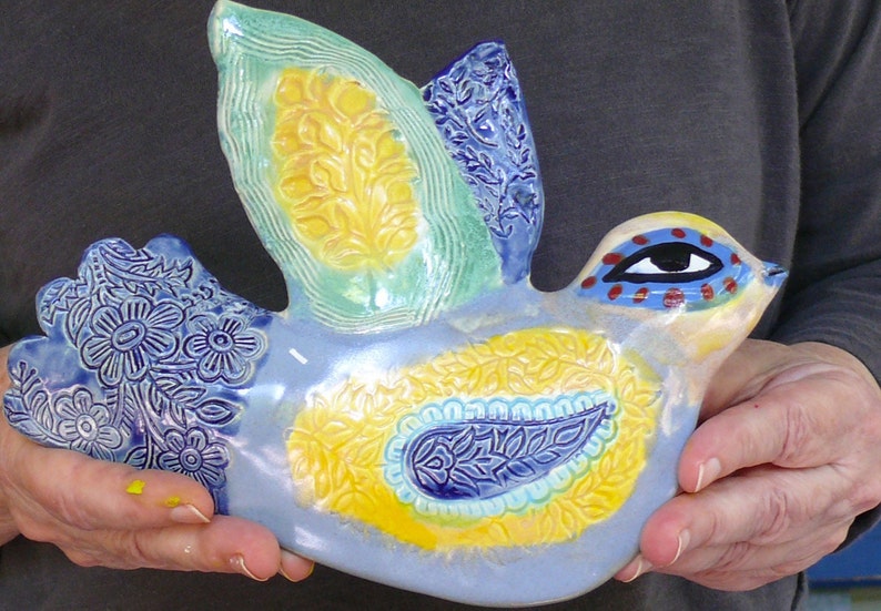 Ceramic Wall Bird, Clay Bird, Ceramic Wall Art, Bird Art, Ceramic Sculpture, Bird Hanging, Hand Made Ceramics by Cathy Kiffney image 10