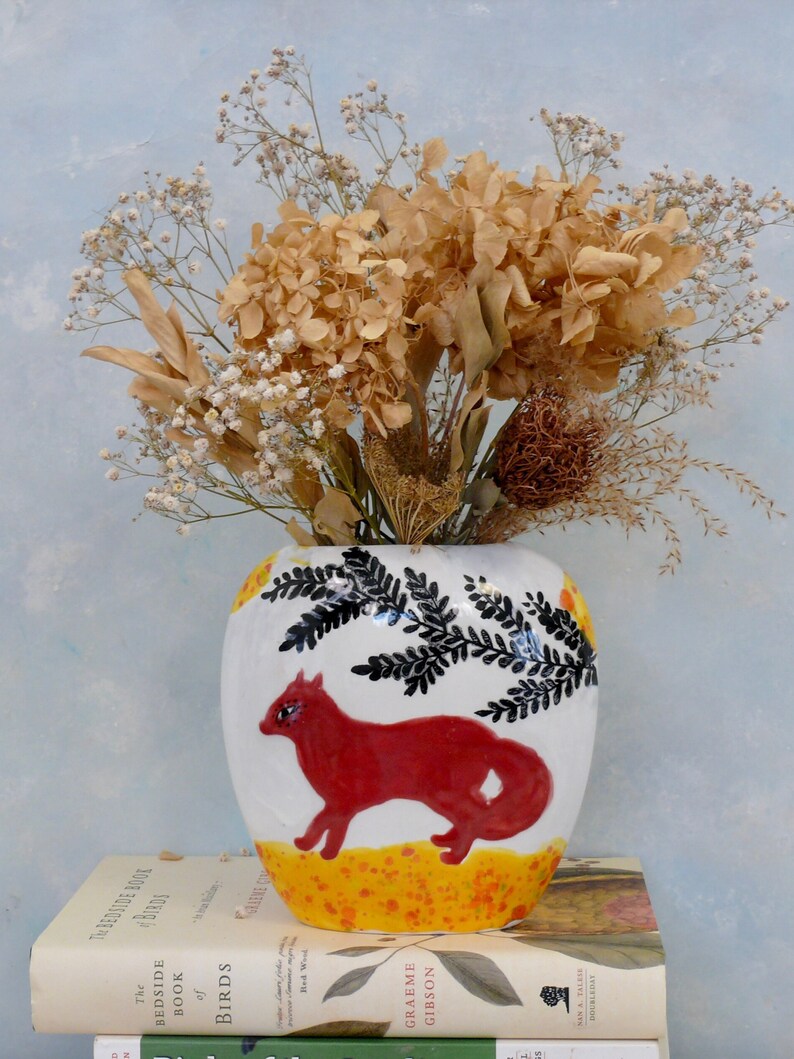 Colorful Ceramic vase, pottery vessel, oval vase, handmade flower vase, table centerpiece, bathroom decor, gift for mom or girlfriend image 4