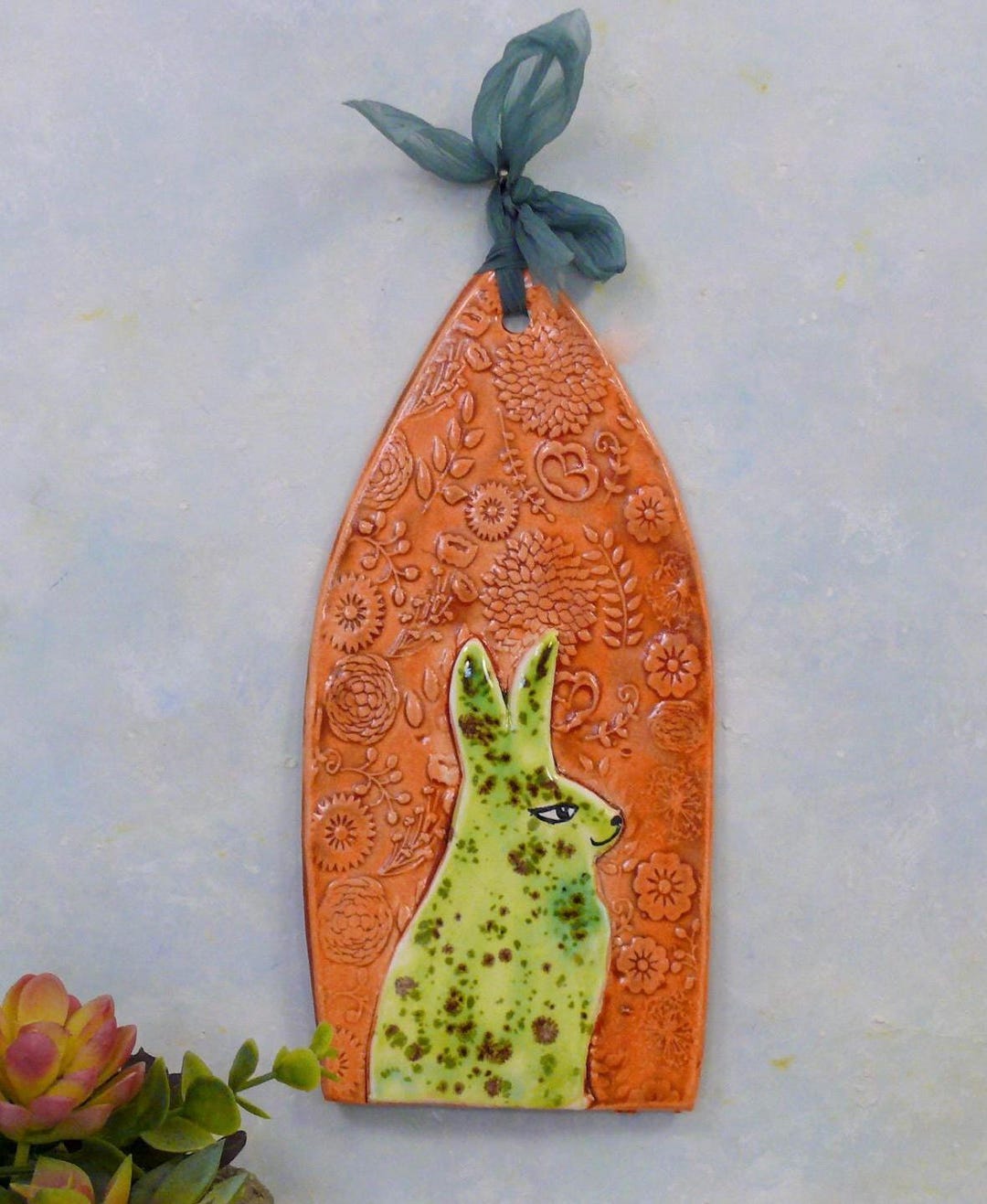 Ceramic Rabbit Tile, by NC Artist Cathy Kiffney - Etsy