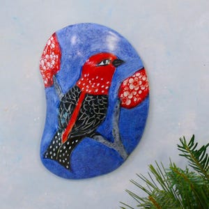 Clay bird ceramic tile art, ceramic wall sculpture, Ceramic Art Tile, gift for bird lover, Handmade Bird Tile by Cathy Kiffney