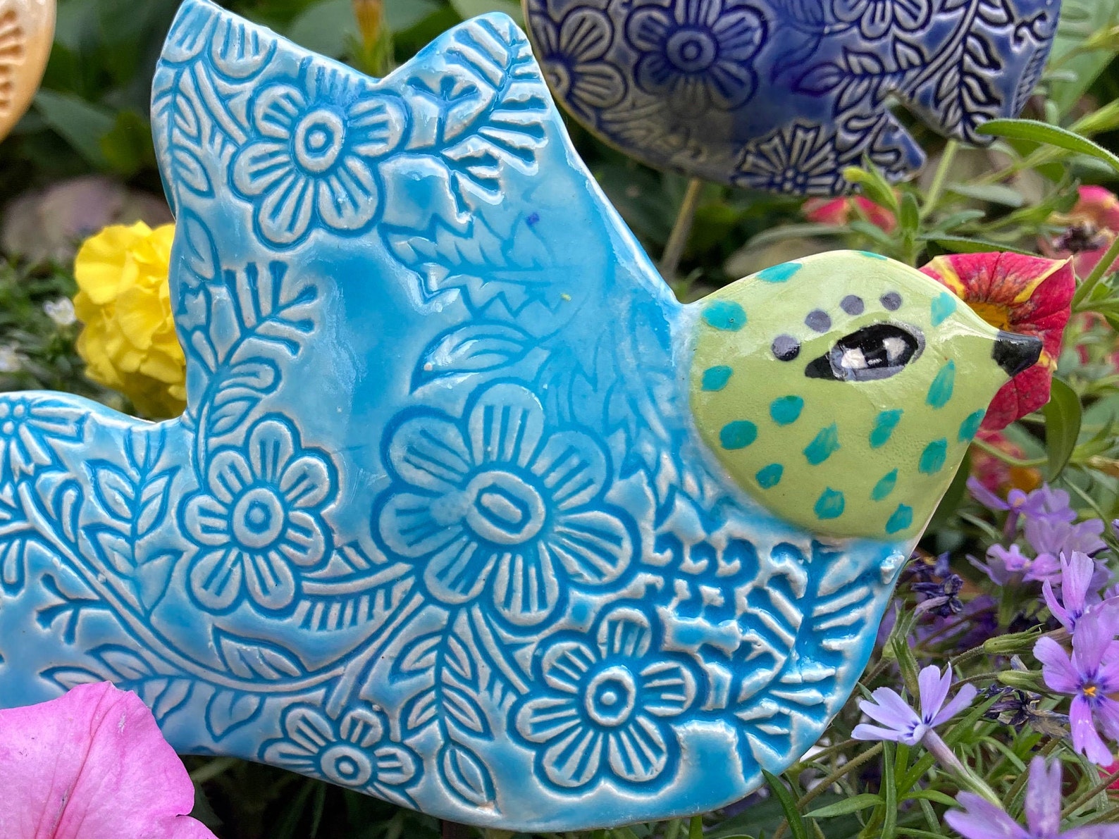 Garden Art ceramic bird ornament Gift ideas for Gardener Etsy